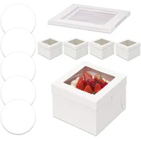 Tortenkarton Hoch mit Tortenplatte weiße Fenster Kuchenbehälter Pappe für Geburt