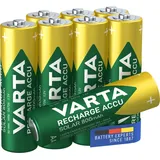 VARTA Batterien AA, wiederaufladbar, 8 Stück, Recharge Accu Solar, Akku, 800 mAh Ni-MH, sofort einsatzbereit, für Solar-Gartenleuchten entwickelt