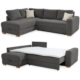 luma-home Eckcouch Cord 2-Sitzer Dunkelgrau