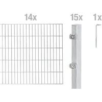 GAH Alberts Alberts Komplettset Doppelstabmattenzaun Feuerverzinkt, 2 m Matten, Höhe 80 - 200 cm, Länge 4 - 30 m