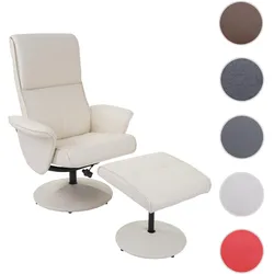 Relaxsessel Helsinki, Fernsehsessel Relaxliege TV-Sessel mit Hocker ~ Kunstleder, creme