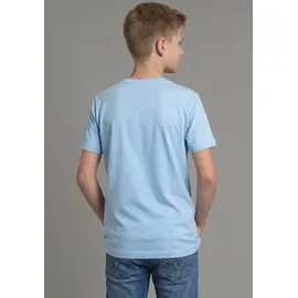 H.I.S. T-Shirt H.I.S "2er Pack Shirts mit HIS-Logos für Jungen", Jungen, Gr. 164/170, rot, hellblau, Single Jersey, Obermaterial: 100% Baumwolle, bedruckt, Basic, Rundhals, Shirts T-Shirt, modischer Stil, Kurzarm, mit Logodruck, aus Baumwolle, für Jungen