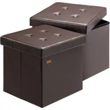 CASARIA Casaria® Faltbarer Sitzhocker mit Stauraum 2er Set Braun