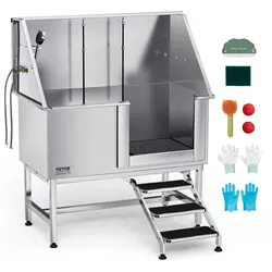 VEVOR Hundepflegewanne Treppe Wasserfilterplatte rechte Tür 1270x700x1545mm