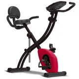 SportTronic Heimtrainer 8 Widerstandsstufen (Set, Spar-Set, mit LCD Display), Bike Trimmrad Standfahrrad Sport Fahrrad für Zuhause / klapp Rad rot