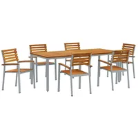 VidaXL 7-Teiliges Garten-Esszimmer-Set aus Massivem Akazienholz und Metall 3284411