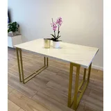 Rechteckiger Wohnzimmer-Ausziehtisch 140(240) marmor bianco/gold Horten - Gold/Weiß