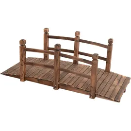 Costway Holzbrücke Gartenbrücke Teichbrücke Zierbrücke mit Geländer 150 x 67 x 55 cm Braun