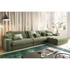 KAWOLA Ecksofa XL Lana Cord Recamiere rechts olivgrün