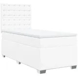 vidaXL Boxspringbett mit Matratze Weiß 90x200 cm Kunstleder