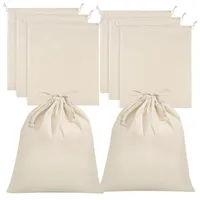 8 Stück Stoffbeutel Klein, 25 x 30 cm Baumwollsäckchen mit Kordelzug Adventskalender Stoffbeutel zum Bemalen Jutebeutel Unbedruckt für Weihnachten Kindergeburtstag Hochzeit DIY Basteln