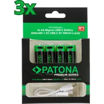 PATONA Premium USB-C AA 3000 mAh 12 St.
