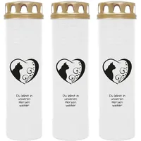 HS Candle Grabkerze GK-03999 (3-tlg), Grabkerze Brenndauer 100 Stunden mit Tier-Motiv