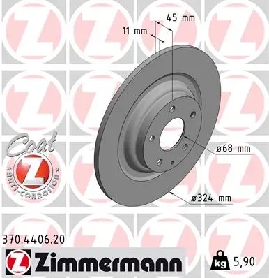 ZIMMERMANN Bremsscheibe 370440620 Hinterachse voll 324mm 11mm für MAZDA