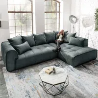 Modernes XXL Ecksofa CLAN 319cm anthrazit Samt inkl. Kissen - Grau