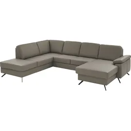 die planbar Wohnlandschaft DIE PLANBAR "PN-EM15047 U-Form, ohne Kopfstützen", artischocke, B:309cm H:88cm T:235cm, Sofas, Wohnlandschaft, Echtleder, wahlweise mit Bettfunktion u. Stauraum