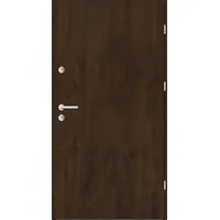 Aluminium-Stahl Nebeneingangstür "BELIN" Nussbaum holzähnlich beidseitig außen öffnend DIN rechts