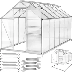 tectake® Gewächshaus aus Aluminium mit Fundament