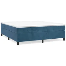 vidaXL Boxspringbett mit Matratze Dunkelblau 160x200 cm Samt - Blau