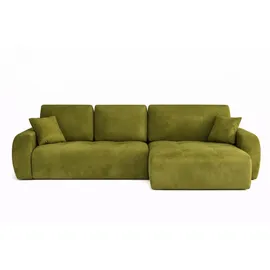 kaiser möbel Ecksofa mit Schlaffunktion und Bettkasten Ivo L aus Veloursstoff Salvador, Ecksofa mit Schlaffunktion, ausziehbar,mit Schlaffunktion,integrierter Stauraum grün