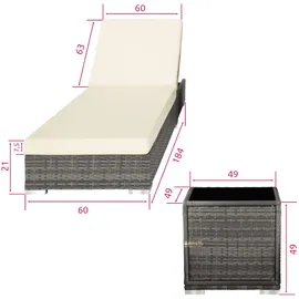 Tectake Sonnenliegen Set 3-tlg. grau