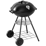 WOLTU Holzkohlegrill mit Deckel, 42 cm Grillfläche, Holzkohle BBQ Grillwagen mit Einstellbarer Luftzufuhr, BBQ Smoker Grill für Camping, Metall, Schwarz