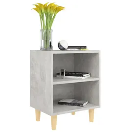 vidaXL Nachtschrank mit Massivholz-Beinen 40 x 30 x 50 cm Betongrau