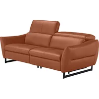 2,5-Sitzer EGOITALIANO "Dafne, elegantes Designsofa mit hohem Sitzkomfort", rot (brick), B:208cm H:97cm T:108cm, Leder »BULL« (echtes Rindsleder). Geschliffenes, pigmentiertes und behandeltes Rindsleder mit einer Dicke von 1, 3-1, 5 mm. Dieses Leder zeigt eine ziemlich weiche Hand mit einem halb undurchsichtigen Aussehen. Es handelt sich um ein geschütztes Leder. Eine leichte Deckschicht schützt sie vor Flecken, ohne ihre ursprünglichen Eigenschaften zu verändern. Die geschützten Leder kombinieren die Vorteile von Natürlichkeit und Weichheit mit einer guten Beständigkeit gegen Verschleiß und Ausbleichen. Das Vorhandensein der charakteristischen Zeichen, die das Leben des Tieres bestimmen, wie Narben, Körnungsunterschiede, Falten, Adern, Disharmonien in Farbtönen, beweisen ihre absolute Echtheit und großen Wert., Sofas, wahlw. mit elektrischer Relaxfunktion, Kopfteile manuell verstellbar