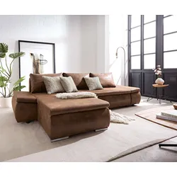 DELIFE Ecksofa Abilene 260x175 cm Braun Ottomane variabel mit Schlaffunktion, Schlafsofas