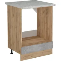 Vicco Herdumbauschrank R-Line, Beton/Goldkraft Eiche, 60 cm AP Marmor
