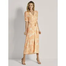 Madeleine Maxikleid Durchgeknöpftes Sommerkleid mit floralem Print Rot 40