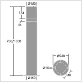 Thorn LED-Poller Aluminium 1000 mm inkl. 507 lm IP65 anthrazit