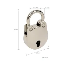 HMF Mini Deko Vorhängeschloss mit Schlüssel, 3,8 x 2,5 x 1 cm Silber