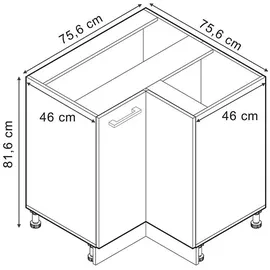 Vicco Eckunterschrank R-Line 75,6 x 81,6 x 46 cm Braun
