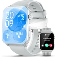 blackview 1,91 Zoll Smartwatch Damen Herren mit Taschenlampe, Bluetooth Anrufe Smartwatch (4,85 cm/1,91 Zoll, iOS/Android), 350mAh (6+Tage),100+ Sportmodi,Fitnessuhr für Android iOS,Herzfrequenz grau