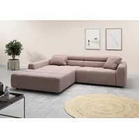 Candy Ecksofa 3C CANDY "Denver auch mit Cord- und Easy care-Bezug, Kopfteilverstellung L-Form", rosa, B:258cm H:68cm T:217cm, 88% Polyester, 12% Polyacryl, Sofas, Ecksofa, wahlweise. mit motorischer Sitztiefenverstellung