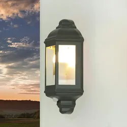 Licht-Erlebnisse Wandlampe LIVORNO mit Bewegungsmelder Aluminium Glas Rustikal Außen IP44 Maritime Wandleuchte Garten Terrasse, CX421-20-02 PIR