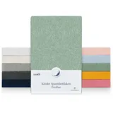Laleni 2er Set Frottee Spannbettlaken 38x77cm - Oeko-TEX Zertifiziertes Stubenwagen Bezug Set, Faltenfreie Spannbetttücher für Kinderbett, Babybett und Moses Körbchen, Summer Green - Grün