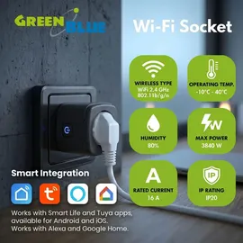 GreenBlue Smart-Home-Steckdose 1 St. Schwarz