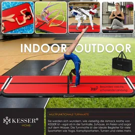 Kesser KESSER® Turnmatte Aufblasbar Airtrack 2m/3m/4m/5m/6m Fitness-Matte Gymnastikmatte inkl. Tragetasche | elektr. Luftpumpe Yogamatte, Tumbling Matten, Trainingsmatte, Turn- & Fitness