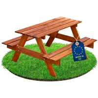 Ita Kinder Sitzgarnitur aus Holz, Picknicktisch mit 2 Bänken Kinder ab 3 Jahren, Indoor & Outdoor, FSC-Zertifiziert, Made in EU, Braun