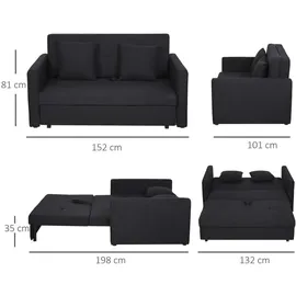 Homcom Schlafsofa 2-Sitzer mit Bettfunktion Stauraum 152 x 101 x 81cm