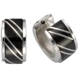 FIRETTI Paar Creolen FIRETTI "Schmuck Geschenk teilweise schwarz", silber (silberfarben, schwarz), Ohrringe, Herren, 13,5mm, Edelstahl, mit Lack