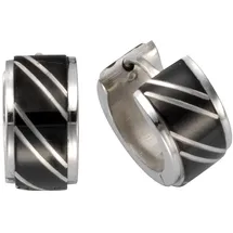 FIRETTI Paar Creolen FIRETTI "Schmuck Geschenk teilweise schwarz", silber (silberfarben, schwarz), Ohrringe, Herren, 13,5mm, Edelstahl, mit Lack