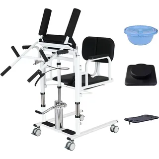 Patientenlift Transferstuhl, hydraulischer Patientenheber-Rollstuhl für Zuhause, tragbarer Transfer-Stillstuhl-Heber, Patientenheber, Transferstuhl für Zuhause (schwarz)