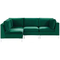Modulares 4-Sitzer Ecksofa Samtstoff Grün rechtsseitig Metallbeine Modern Evja