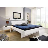 Balkenbett modern Bett  Massivholzbett  Fichte Holzbett weiß massiv 160x200 cm