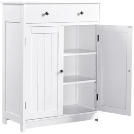 Yaheetech Badezimmerschrank Küchenschrank Kommode Aufbewahrungsschrank mit Schublade und Doppeltür Badezimmer 60 x 30 x 80 cm LBH Weiß