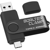 Type C USB Stick 256GB, BorlterClamp 2 in 1 OTG Speicherstick USB 3.0 Doppelanschluss USB C Flash-Laufwerk für Android Smartphone Samsung S10/S9/S8, Huawei, Tablets und Computer (Schwarz)