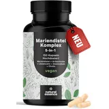 Mariendistel Artischocke Löwenzahn Komplex Hochdosiert - 150 Kapseln - 5-in-1 Leber Kur Komplex mit Mariendistel + Artischocke + Löwenzahn + Desmodium + Cholin - Vegan